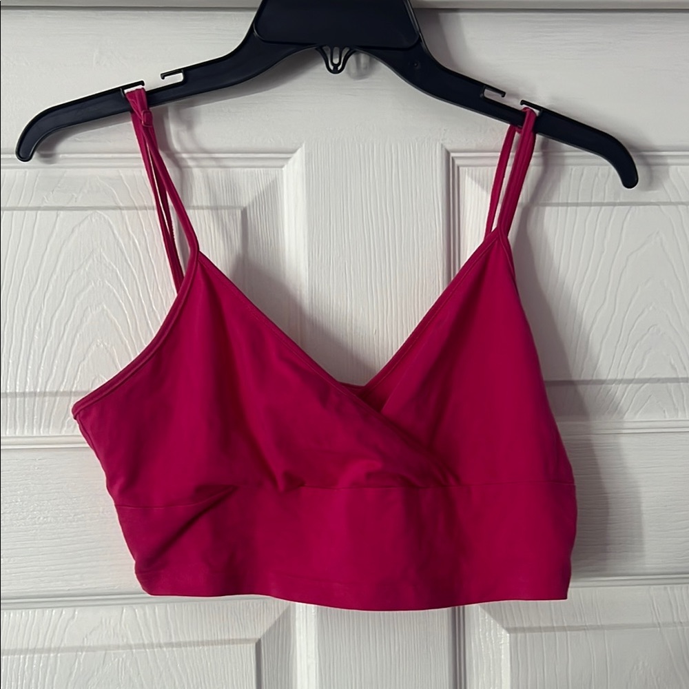 SHEIN Hot Pink V-Neck Top